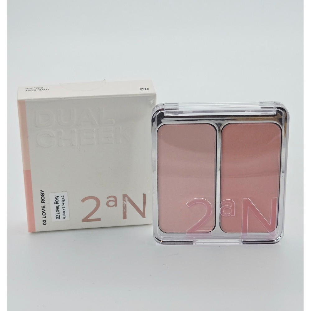 2aN Dual Cheek 02 Love, Rosy Pink Blush Palette K-Beauty 6g New